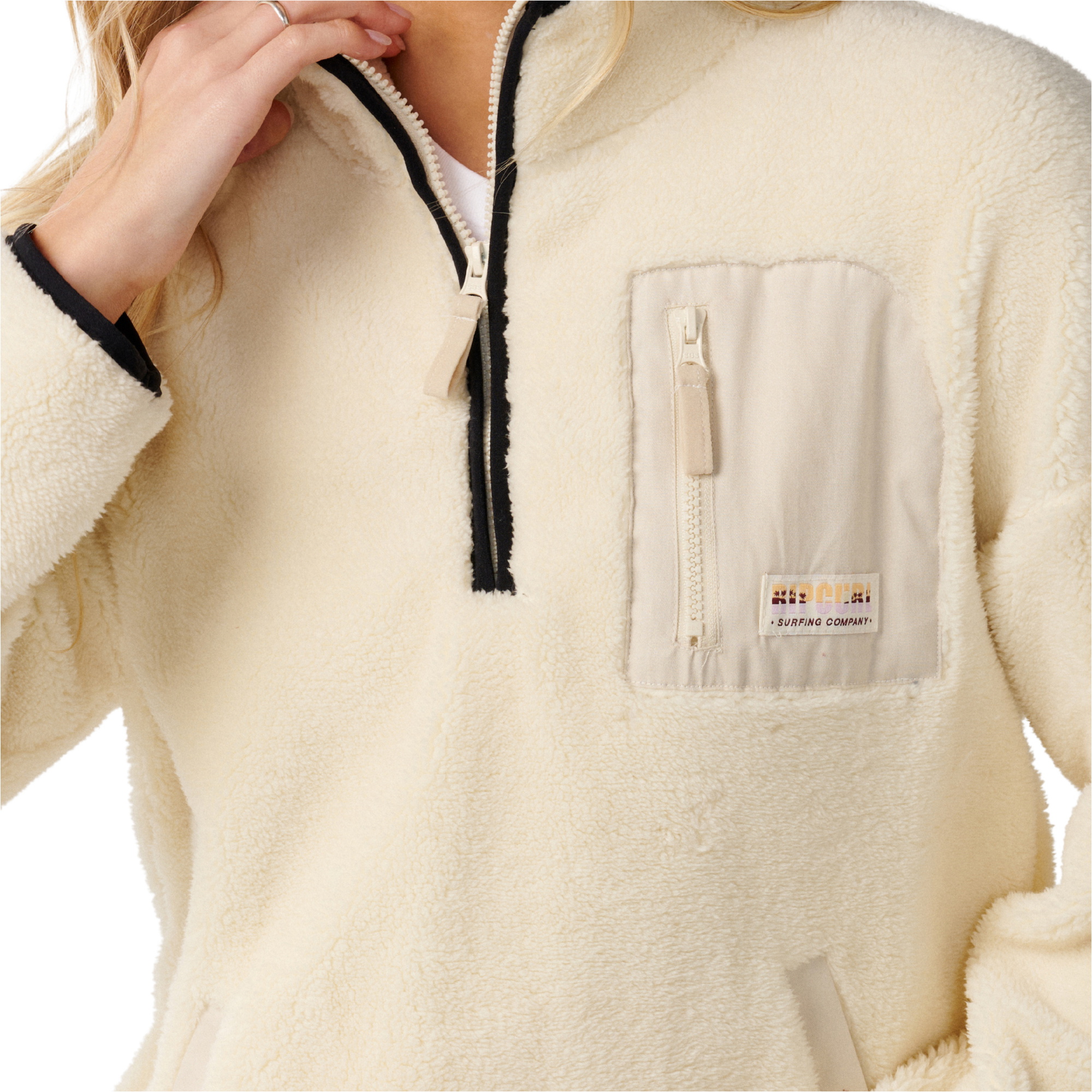 2026 Rip Curl Womens Party Wave Polar Zip Thru Fleece 0EFWFL - Off White